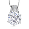Moissanite, Ceylon Blue Sapphire Pendant Necklace (20 Inches) in Platinum Over Sterling Silver 6.15 ctw - Sticky add to cart bar