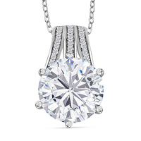 Moissanite, Ceylon Blue Sapphire Pendant Necklace (20 Inches) in Platinum Over Sterling Silver 6.15 ctw