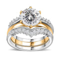 120 Facet Moissanite Set of 3 Stackable Ring in Vermeil YG and Platinum Over Sterling Silver (Size 5.0) 3.25 ctw - Sticky add to cart bar