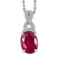 Niassa Ruby (FF) and White Zircon Pendant Necklace 20 Inches in Platinum Over Sterling Silver 2.75 ctw - Sticky add to cart bar