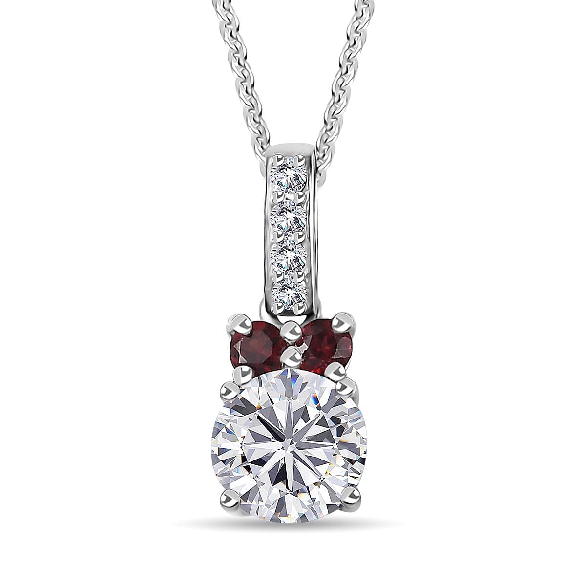 Anthill Garnet Pendant with Chain (Size 20) in Platinum Over Sterling Silver 1.13 ctw