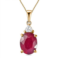 Niassa Ruby (FF) and White Zircon Pendant Necklace 20 Inches in 18K Yellow Gold Vermeil Over Sterling Silver 3.15 ctw
