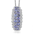 Tanzanite and White Zircon 2.80 ctw Pendant Necklace 20 Inches in Platinum Over Sterling Silver - Sticky add to cart bar