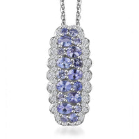 Tanzanite and White Zircon 2.80 ctw Pendant Necklace 20 Inches in Platinum Over Sterling Silver