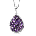 Uruguayan Amethyst and White Zircon Pendant Necklace 20 Inches in Platinum Over Sterling Silver 3.15 ctw - Sticky add to cart bar