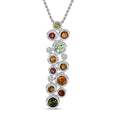 Multi-Tourmaline and White Zircon Pendant Necklace 18 Inches in Platinum Over Sterling Silver 1.70 ctw - Sticky add to cart bar