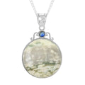 Peace Jasper and Multi Gemstone Coyote Moon Pendant Necklace 18 Inches in Silvertone 35.00 ctw - Sticky add to cart bar