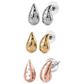 Set of 3 Moissanite Raindrop Tear Drop Statement Earrings in Vermeil Yellow, Rose Gold and Platinum Over Sterling Silver 2.90 ctw - Sticky add to cart bar