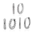Set of 3 Simulated Diamond Huggie Hoop Earrings in Stainless Steel 0.10 ctw - Sticky add to cart bar