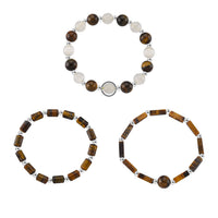 Multi Gemstone 180.00 ctw Set of 3 Bracelet in Silvertone