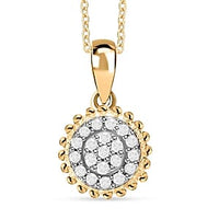 White Diamond Pendant Necklace in Vermeil YG Over Sterling Silver (20, 18 Inches)
