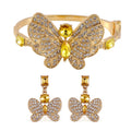 TLV Yellow Glass, Austrian Crystal Butterfly Bangle Bracelet (7.50 In) and Earrings in Goldtone - Sticky add to cart bar