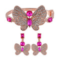 TLV Yellow Glass, Austrian Crystal Butterfly Bangle Bracelet (7.50 In) and Earrings in Goldtone - Sticky add to cart bar