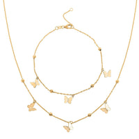 Italian Butterfly Bracelet in 10K Yellow Gold (7.00-8.00In) and Necklace 18-20 Inches 2.32 Grams