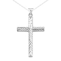 Sterling Silver Diamond-Cut Cross Pendant Necklace (18 Inches) (2.70 g) - Sticky add to cart bar