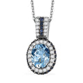 Santa Maria Aquamarine and Multi Gemstone Pendant Necklace 20 Inches in Platinum Over Sterling Silver 2.20 ctw - Sticky add to cart bar