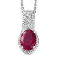 Niassa Ruby (FF), White Zircon Pendant Necklace (20 Inches) in Rhodium Over Sterling Silver 1.70 ctw - Sticky add to cart bar