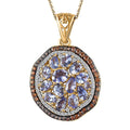 Tanzanite, Brown and White Zircon Sea Pebble Pendant Necklace 20 Inches in 18K Vermeil Yellow Gold Over Sterling Silver 3.30 ctw - Sticky add to cart bar