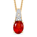 Brazilian Cherry Citrine and White Zircon 1.90 ctw Pendant Necklace in 14K Vermeil Yellow Gold Over Sterling Silver 20 Inches - Sticky add to cart bar