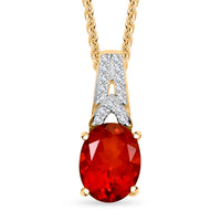 Brazilian Cherry Citrine and White Zircon 1.90 ctw Pendant Necklace in 14K Vermeil Yellow Gold Over Sterling Silver 20 Inches