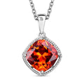 Simulated Red Diamond Pendant in Sterling Silver With Stainless Steel Necklace (20 Inches) 6.90 ctw - Sticky add to cart bar