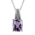 Rose De France Amethyst Pendant Necklace 20 Inches in Stainless Steel 3.90 ctw - Sticky add to cart bar
