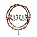 Multi Gemstone 560.00 ctw Necklace and Earrings in Silvertone and Stainless Steel (34 Inches) - Sticky add to cart bar