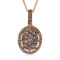 Natural Champagne Diamond Pendant Necklace 18 Inches in 18K Vermeil Rose Gold Over Sterling Silver 1.00 ctw (Del. in 10-12 Days) - Sticky add to cart bar