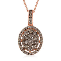 Natural Champagne Diamond Pendant Necklace 18 Inches in 18K Vermeil Rose Gold Over Sterling Silver 1.00 ctw (Del. in 10-12 Days)