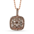 Natural Champagne Diamond Pendant Necklace 18 Inches in 18K Vermeil Rose Gold Over Sterling Silver 1.00 ctw (Del. in 10-12 Days) - Sticky add to cart bar