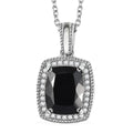 California Black Jade and White Zircon Pendant Necklace 20 Inches in Rhodium Over Sterling Silver 3.20 ctw - Sticky add to cart bar