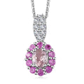 Narsipatnam Pink Spinel and Multi Gemstone Pendant Necklace 20 Inches in Rhodium Over Sterling Silver 1.00 ctw - Sticky add to cart bar