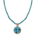 Sleeping Beauty Turquoise and Multi Gemstone Cocktail Pendant with Beaded Necklace 20In in 18K Vermeil YG and Rhodium Over Sterling Silver 75.15 ctw - Sticky add to cart bar