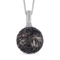 Tahitian Cultured Pearl and Moissanite Lotus Carved Pendant Necklace 18 Inches in Rhodium Over Sterling Silver 0.10 ctw - Sticky add to cart bar