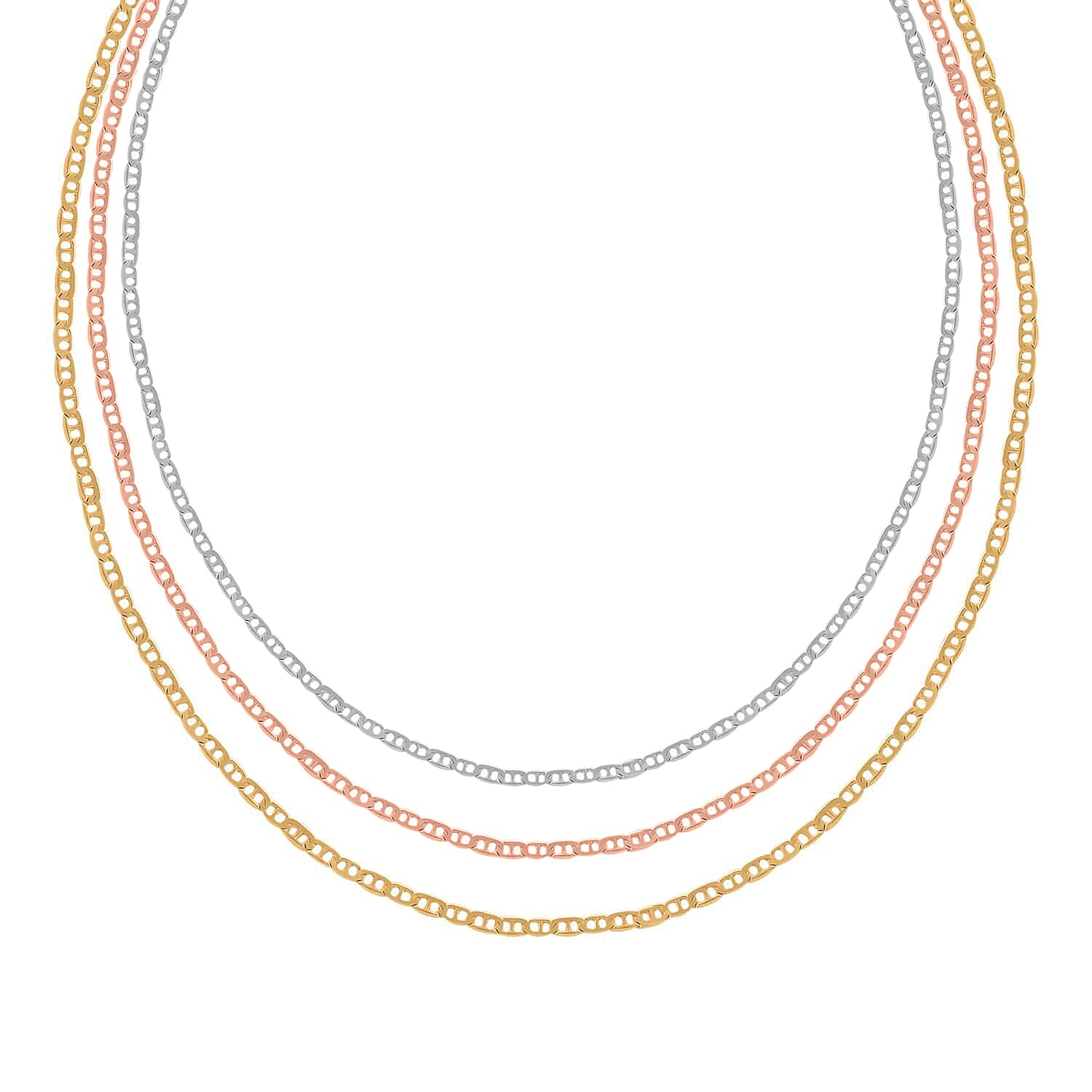 Set of 3, Mariner Chain Necklace in Sterling Silver