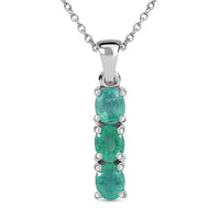 AAA Kagem Zambian Emerald 0.94 ctw Pendant Necklace in Rhodium Over Sterling Silver 20 Inches