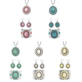 Set of 5 Multi Color Howlite Floral Cuff Bracelet (7.50-8.50 In), Earrings and Pendant Necklace (26-30 Inches) Jewelry Set in Silvertone 750.00 ctw - Sticky add to cart bar