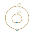 Blue Austrian Crystal Necklace 20 Inches and Bracelet (7.5In) in ION YG Stainless Steel - Sticky add to cart bar