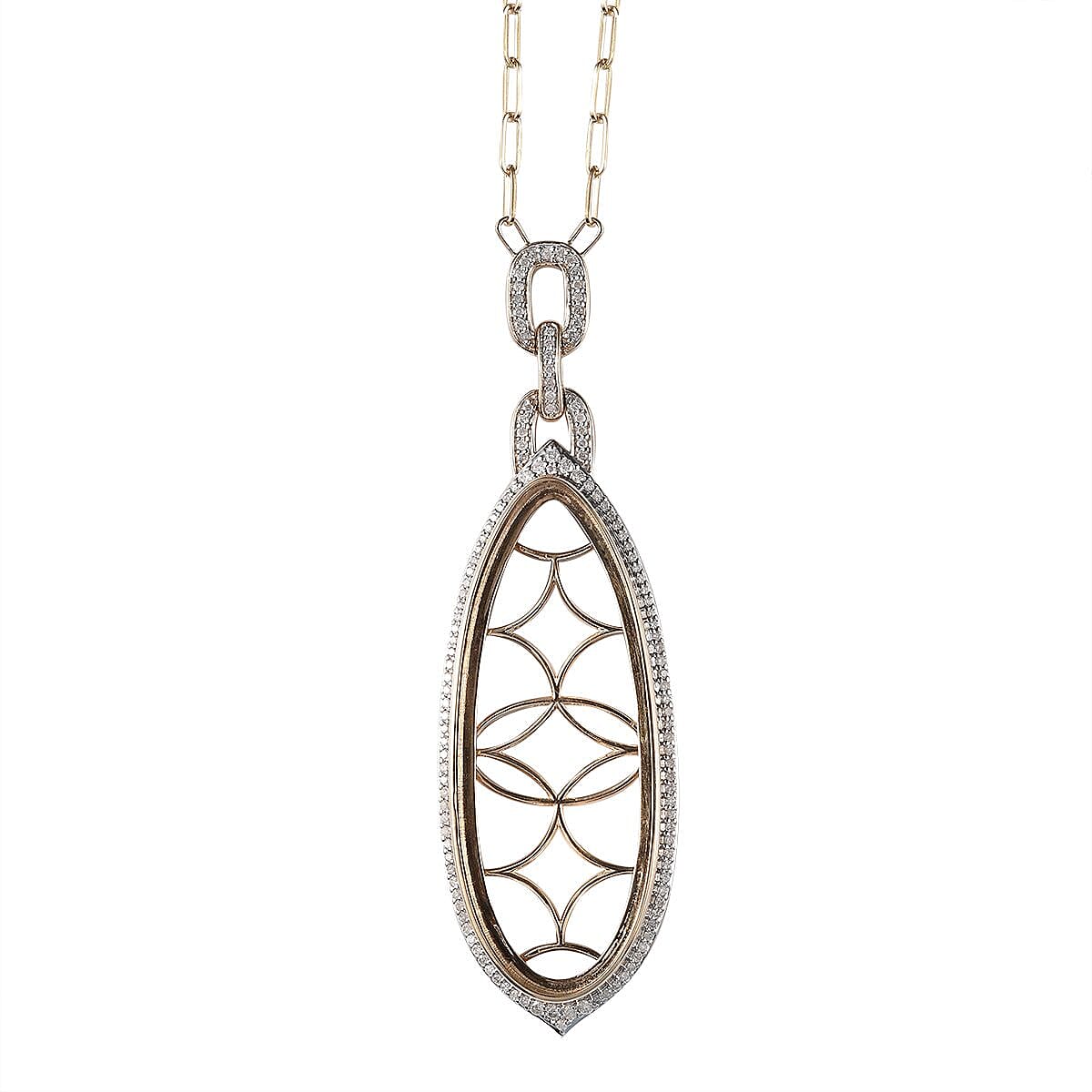 Luxoro 14K Yellow Gold Diamond Necklace with Chain (20 Inches) (20 g) 0.95 ctw