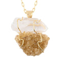 Crystal and Citrine Pendant Necklace (20 Inches) in Goldtone 38.00 ctw - Sticky add to cart bar