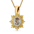 AAA Turkizite, Yellow and White Diamond Sunrays Pendant Necklace 20 Inches in 18K Vermeil Yellow Gold Over Sterling Silver 0.80 ctw - Sticky add to cart bar