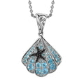 Betroka Blue Apatite and Thai Black Spinel Star Fish and Shell Pendant Necklace 20 Inches in Rhodium Over Sterling Silver 2.10 ctw - Sticky add to cart bar
