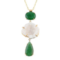 White Quartz, Green Onyx Pendant Necklace (16-20 Inches) in Goldtone 78.00 ctw - Sticky add to cart bar