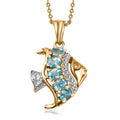 Premium Betroka Blue Apatite Fish Pendant Necklace 20 Inches in 18K Vermeil Yellow Gold Over Sterling Silver 0.90 ctw - Sticky add to cart bar