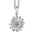 Simulated Diamond Sunflower Pendant in Sterling Silver with Stainless Steel Necklace 20 Inches in 0.90 ctw - Sticky add to cart bar