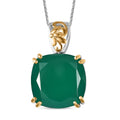 Green Onyx Solitaire Pendant Necklace (20 Inches) in Vermeil YG and Platinum Over Sterling Silver  20.10 ctw - Sticky add to cart bar