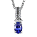 AAA Tanzanite and Diamond Pendant Necklace 20 Inches in Rhodium Over Sterling Silver 0.75 ctw - Sticky add to cart bar