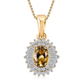 Golden Tanzanite and White Zircon Sunburst Pendant Necklace 20 Inches in 18K Vermeil Yellow Gold Over Sterling Silver 1.65 ctw - Sticky add to cart bar