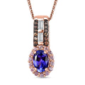 AAA Tanzanite and Multi Gemstone Kephi Pendant Necklace 20 Inches in 18K Vermeil Rose Gold Over Sterling Silver 1.40 ctw - Sticky add to cart bar