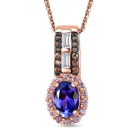 AAA Tanzanite and Multi Gemstone Kephi Pendant Necklace 20 Inches in 18K Vermeil Rose Gold Over Sterling Silver 1.40 ctw